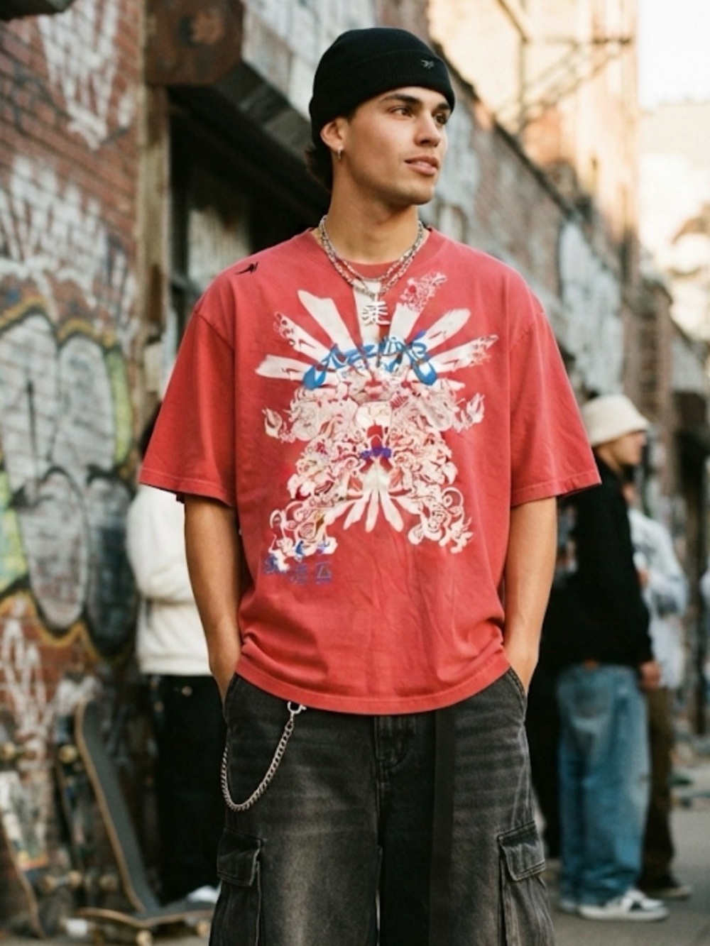Vintage Azzuré Japanese Crazy House Graphic Tee Red 3XL Y2K